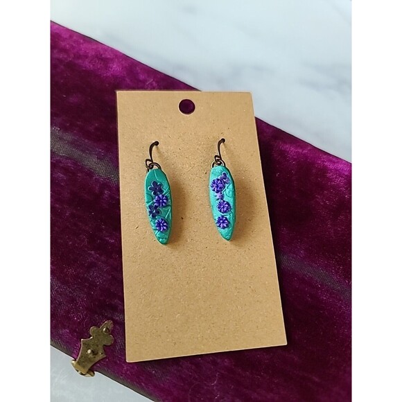 Polymer Clay Floral Dangling Pierced Earrings New - Picture 2 of 10